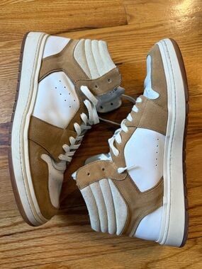 Closed High-Top Suede & Leather Sneakers - White and Brown